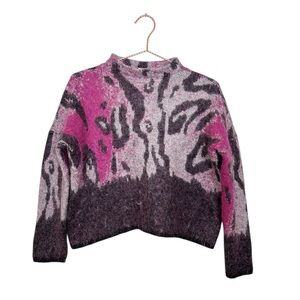 (NUDE) Wool Mohair Abstract Patterned Turtleneck Sweater